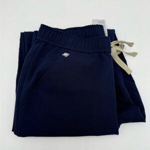 Figs Deep Blue Jogger Scrub Pants with Cream Drawstring Men’s Small Regular